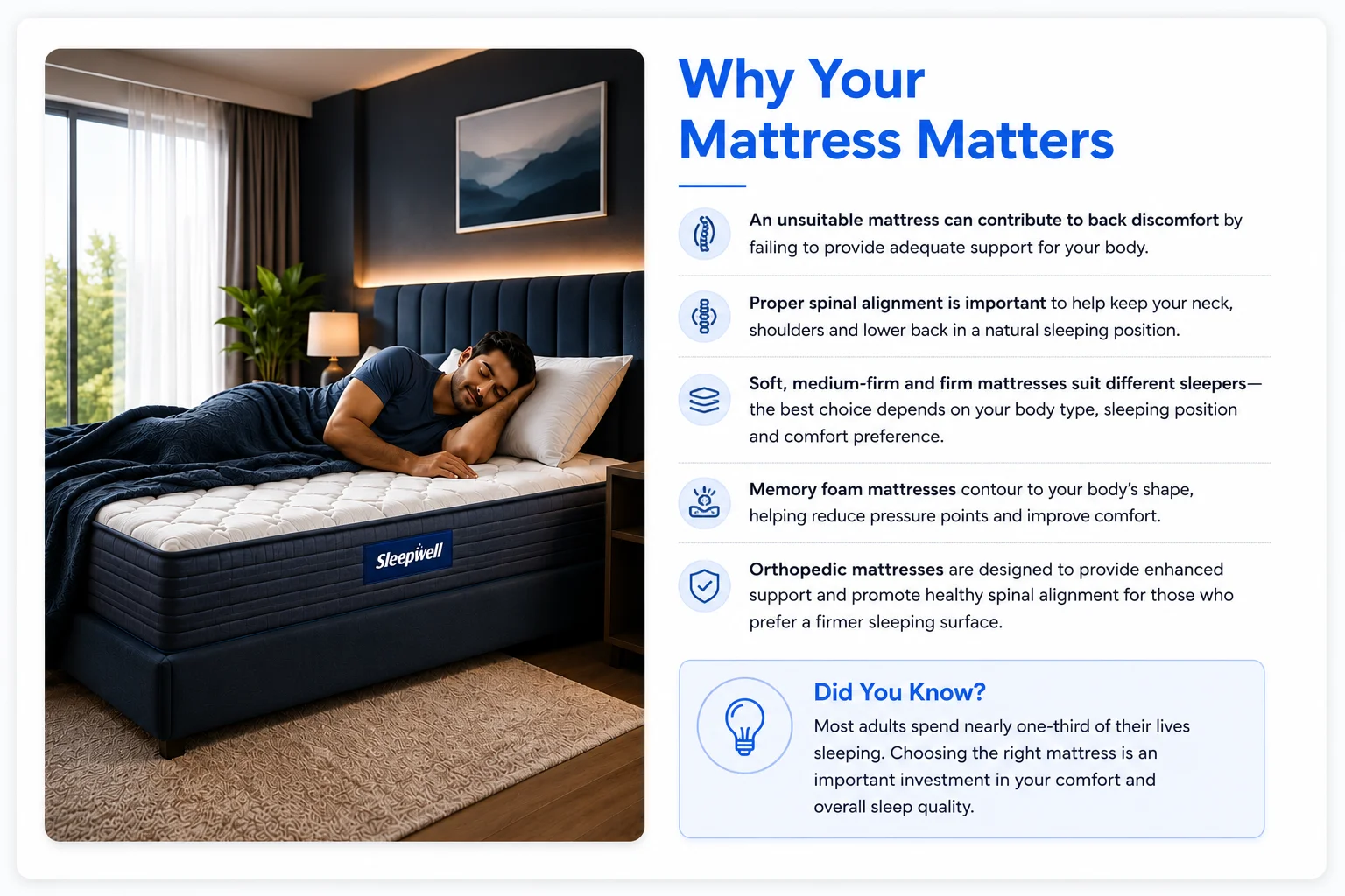 Why mattress choice matters for back comfort, spinal alignment and pressure relief