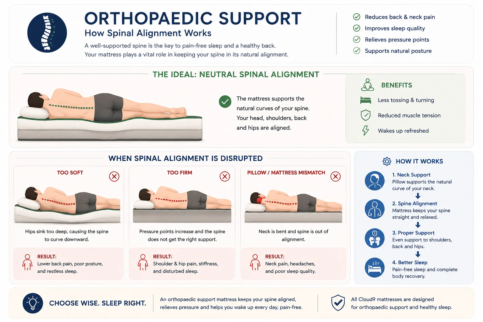 Cloud9 orthopaedic support and spinal alignment infographic
