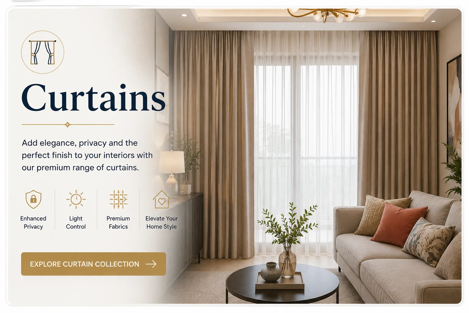 Premium curtains for privacy, light control and elegance — OM Furnishing Jaipur