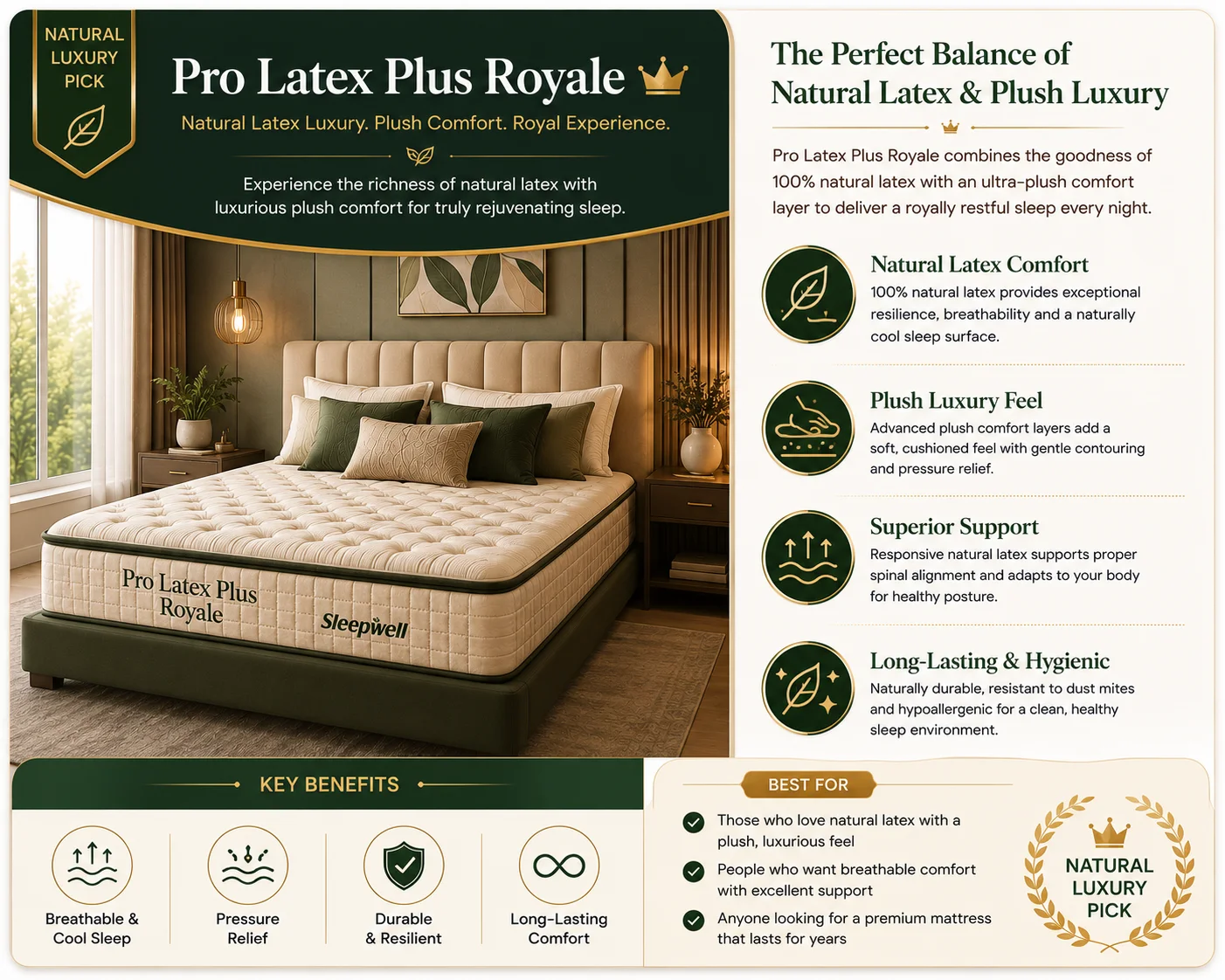 Pro Latex Plus Royale natural latex luxury mattress